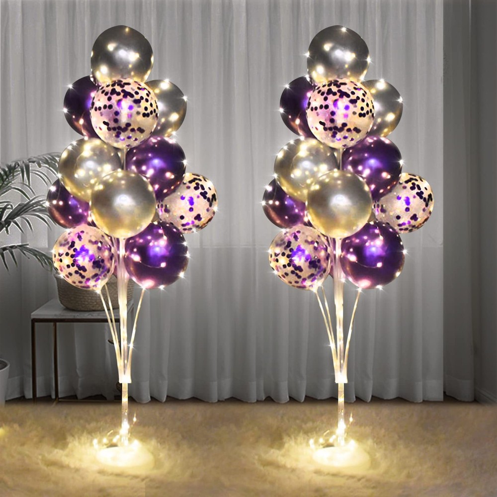 2 Set Floor Balloon Stand Kit with String Light Balloon Holder Centerpieces F…