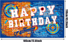 Gun Happy Birthday Supply Dart Battle Target Backdrop for Boy’S Party Decoration