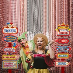20 PCS Circus Carnival Decorations Theme Party Photo Booth Props Welcome Signs