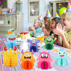 9 Sets Monster Honeycomb Centerpieces Little Monster Birthday Party Table Decora