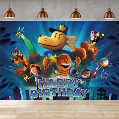 Dog Man Birthday Party Backdrop 5x3ft Cartoon Theme Banner Decoration Background
