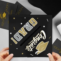 Graduation Decorations 2026 Card Box Black Gold Classic Paper Party Supplies