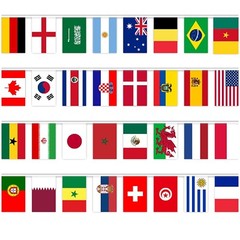 40ft Long 32 x 9″ x 6″ World Flags Fabric Bunting Flags Street Party Decor