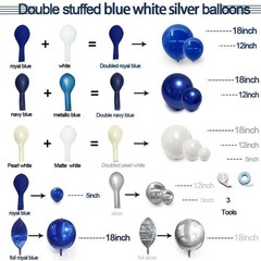 Navy Blue White Balloons Royal Blue Silver Balloon Garland Arch Kit for Birth…