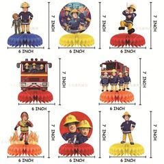 Fireman Sam Honeycomb Centerpieces 3D Table Decorations Party Supplies