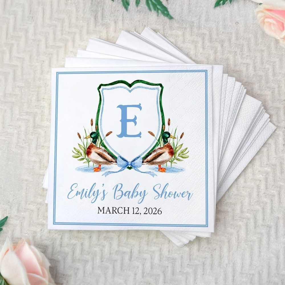 Personalized Duck Baby Shower Napkins Custom Party Decor SATTNA0707