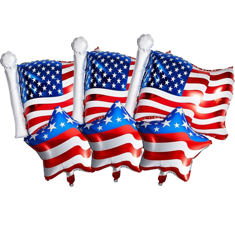 Red White Blue Star Foil Balloons American Flag 4th of July Party Decor Set