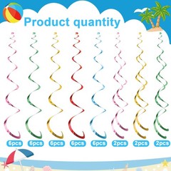 36 PCS Summer Party Hanging Swirl Pool Beach Ceiling Streamer Decoration