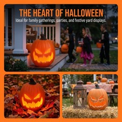 Jack O Lantern Decor: Halloween Pumpkin Lights – Lighted Big Jack-O-Lantern