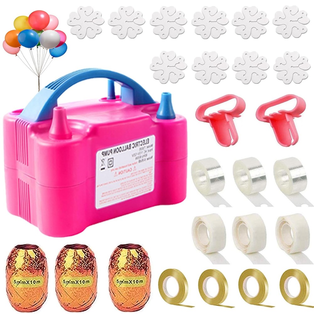 Bomba eléctrica para globos, soplador portátil de doble boquilla de 110 V-120 V