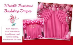8x10FT Hot Pink Backdrop Curtains for Wedding Parties, Wrinkle Polyester Fuchsia