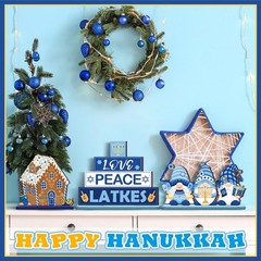 6 Pcs Happy Hanukkah Table Centerpieces Wooden Hanukkah Decor Gnomes Outdoor Dre