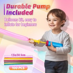 100 Pcs 260 Balloons Kit with Pump – Kids Premium Latex Twisting Long Balloons