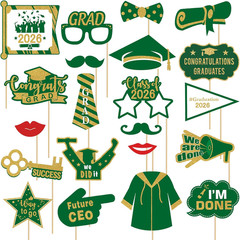 Graduation Photo Booth Props, 21Pcs Graduations Picture Props 2026 for Photoshoo