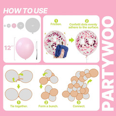 Pink Balloons 66Pcs 12 Inch Pearl Metallic Mauve Magenta Fuchsia Hot Pink Confet