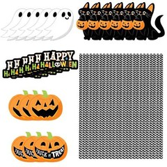 25Pcs Halloween Party Striped Straws Disposable Drinking Straws Paper Straw Tool