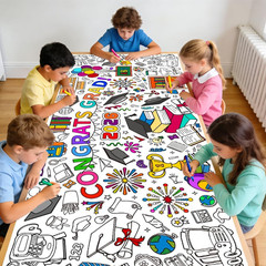 Graduation Coloring Tablecloth/Poster, Kindergarten Graduation Gifts, 72″ X 30″