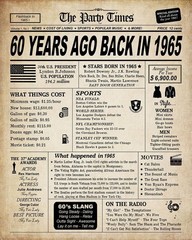 Retro 60th Birthday Wall Art – Unframed Back in 1965 Decor for Celebrations