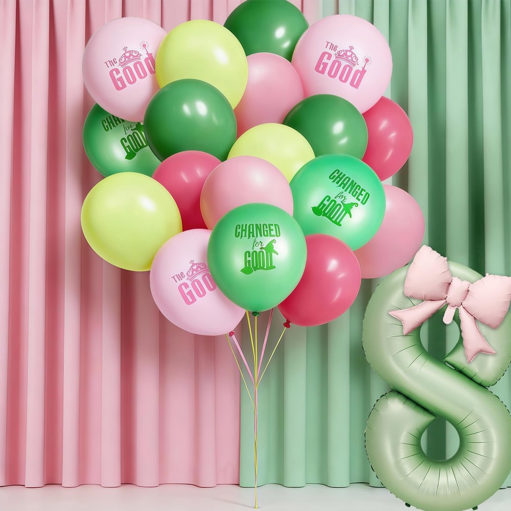 40inch 0-9 Digital bow aluminum foil balloon，36pcs 12» Pink and Green Witch …