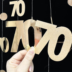 Champagne Gold 70Th Birthday Decorations Number 70 Circle Dot Star Garland Metal