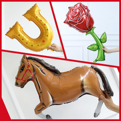 Derby Balloon Garland Arch Kt, 144Pcs Red Black Gold Balloons with Rose Horse Ho