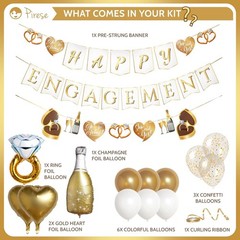 Engagement Party Decorations – Gold Engagement Congratulations Decor, HAPPY ENGA
