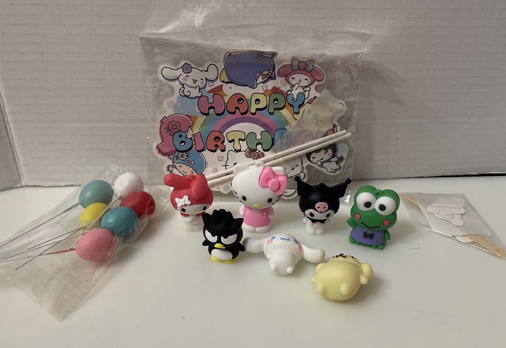 Anime Cake Topper Set, Hello Kitty, Kawaii Anime Figure, Party Theme Decorations
