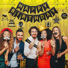 Black and Gold Birthday Decorations for Men Women, Black and Gold Party Decorati