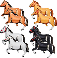 8 Pieces 30 Inches Inflatable Horse Balloons Aluminum Foil Blow up Horse Party D