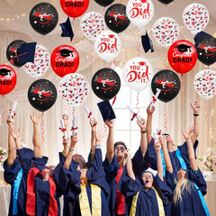 Graduation Decorations 2026 – Graduation Balloons 62Pcs 12 Inch Red Black White