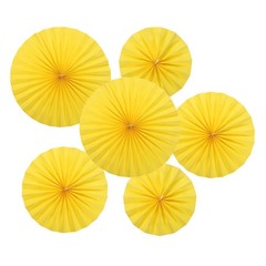 6Pcs 8″/12″/16″ Paper Fans Hanging Decoration Round Fans with Pearl Yellow