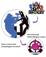Paintball Cake Topper Boys Men Glitter Happy Birthday Decoration Sport Deco