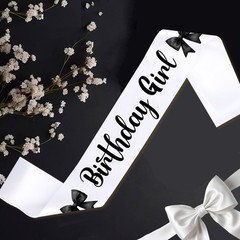 Black Bow Birthday Sash Black Bow Birthday Party Decorations Birthday Girl Bi…
