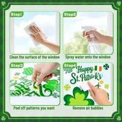 5 Sheet St. Patrick’s Day Window Clings, Green Shamrock Clover Tree Gnome Gold C