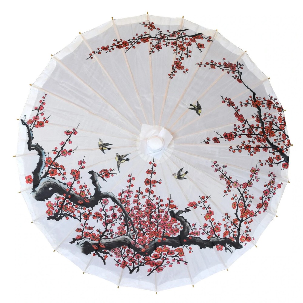 32NYPP-1908 32″ Cherry Blossom Birds Premium Parasol Umbrella Elegant Handle