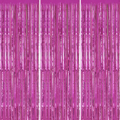3 Pack Foil Fringe Backdrop – Hot Pink Shiny Tinsel Curtains for Party Decoratio