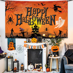Orange Happy Halloween Banner – XtraLarge 72×44 Inch | Pumpkin Backdrop for Part