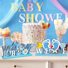 6 Pcs Blue Baby Shower Table Decorations Wooden It’s a Boy Baby Shower Center…