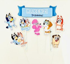 Personalized Bluey Themed Cake Topper