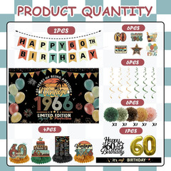 Vintage 60Th Birthday Decorations for Women Men Back in 1966 Party Decor Banner
