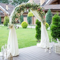 7.87 ft Tall White Metal Wedding Arch – Floral Backdrop Stand for Ceremony Party