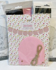 Pink and White Party Decor Paper Puffs Garland Pink Balloons Party Decorations