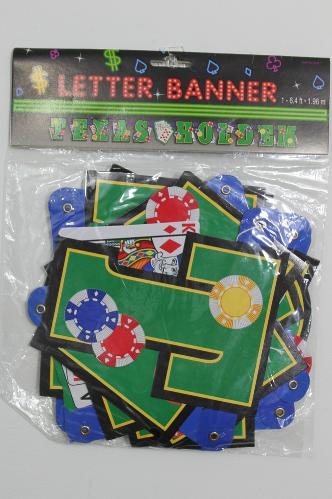 6 FT TEXAS HOLD EM LETTER BANNER Hanging Decoration Poker Party Supply Casino