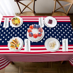 2 Pack American Flag Tablecloths, 54″ x 108″ Disposable for Parties & Events