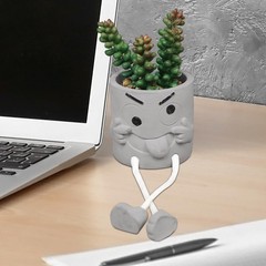 Zerzsy Artificialplant Succulents in Cement Pots with 1 Pcs Set/Tongue