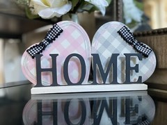 Love & Home Table Décor – Buffalo Check Reversible Hearts – Hand Crafted