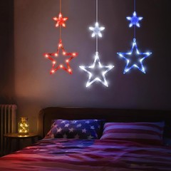 Battery Operated 4th of July Star String Lights – Red, White & Blue, 3 Pack