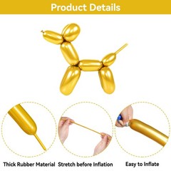 Metallic Gold Long Balloons Premium 260 Twisting Animals Magic Balloons for B…
