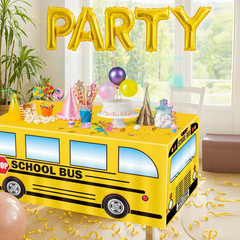 6Ft Back to School Bus Tablecloth Decorations: Welcome First Day of Party Table