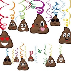34Pcs Poop Hanging Swirl Decoration, Hard Card Poo Brown Hanging Decoration for